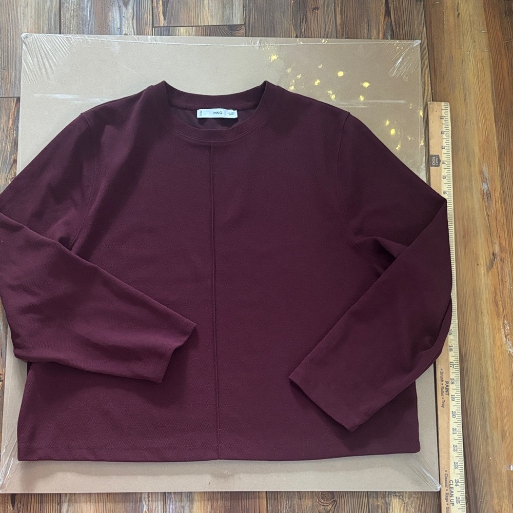 Mango Women's Deep Burgundy Crew Neck Sweater Large